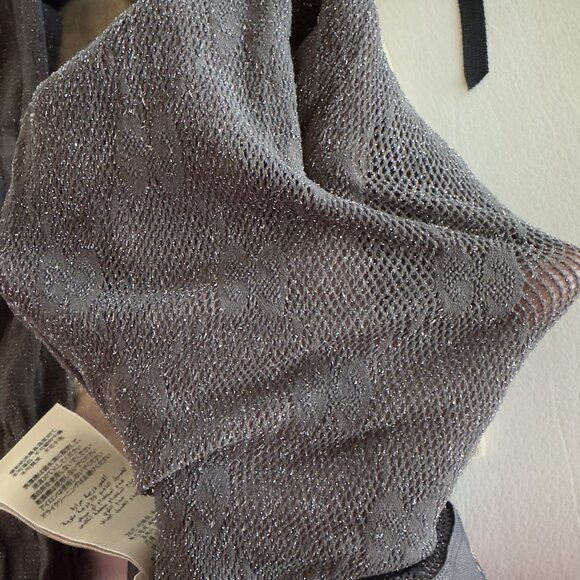 NWT Gucci Knit GG Logo Net Tights in Grey Graphite Shimmer Sz M - Picture 5 of 8